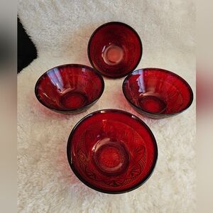 Set Of 4 Vintage Lumiarc Cristal d'Arques Ruby Red Bowls